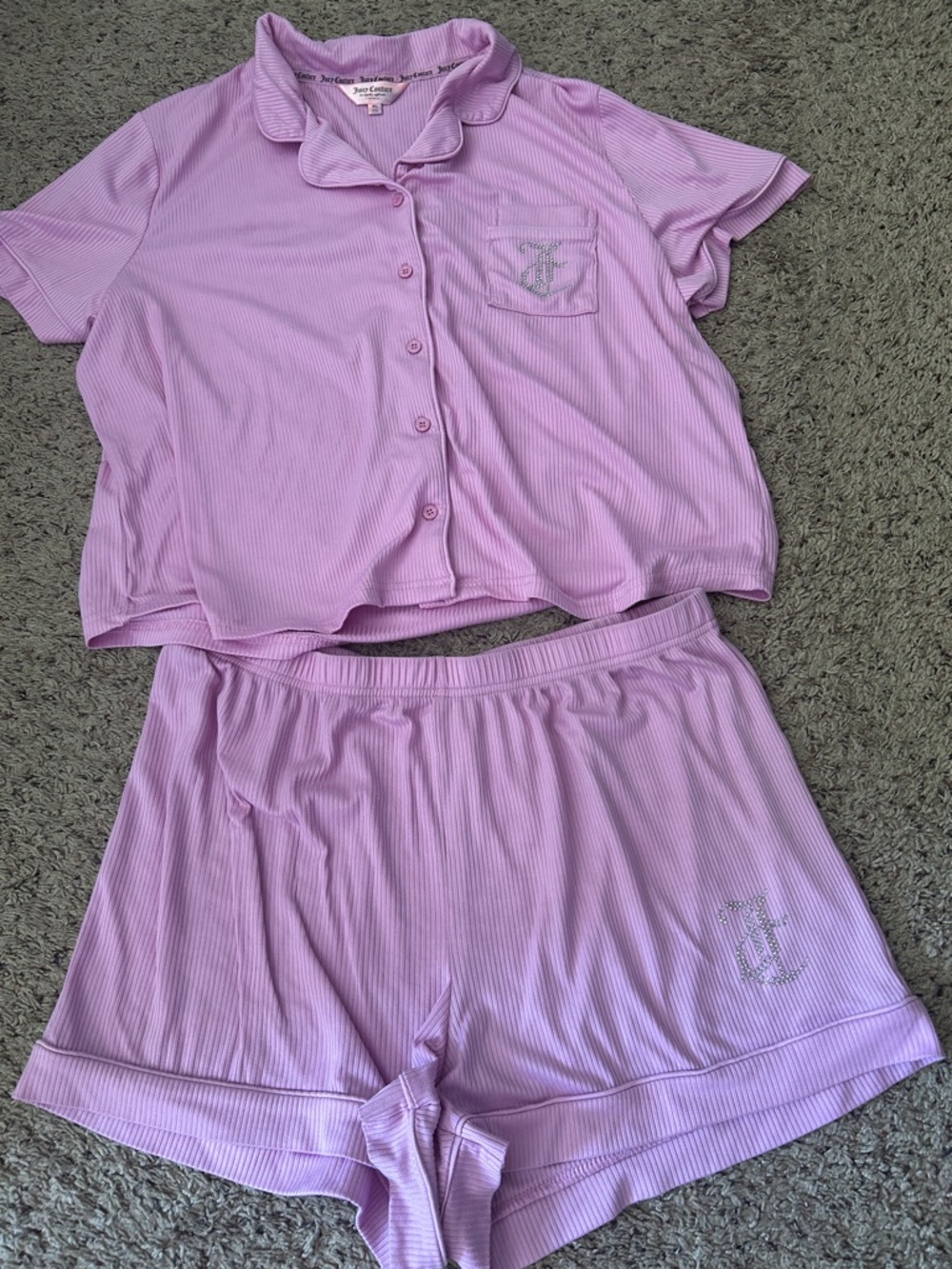 Juicy Couture Lavender Ribbed Short Pajama Set